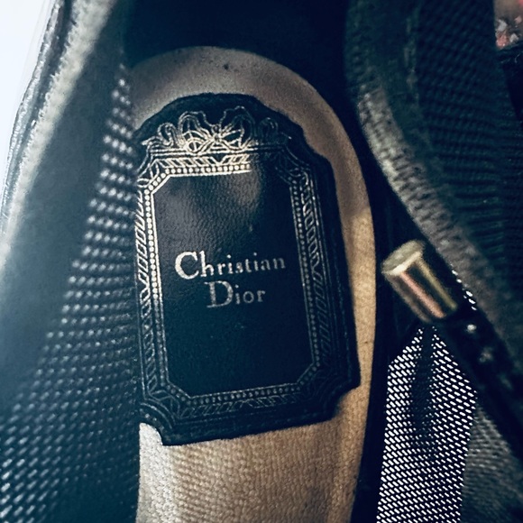 Christian Dior Patent Leather And Mesh Peep Toe Lace Up Heeled Ankle Booties 39 - Picture 10 of 10